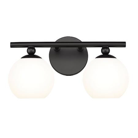 Z-Lite Neoma Vanity, 2-Light, 13.5 In.W x 6.75 In.L x 7.25 In.H, Matte Black/Opal Etched 1100-2V-MB